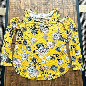 Love, Fire Cold Shoulder Floral long Sleeve Blouse